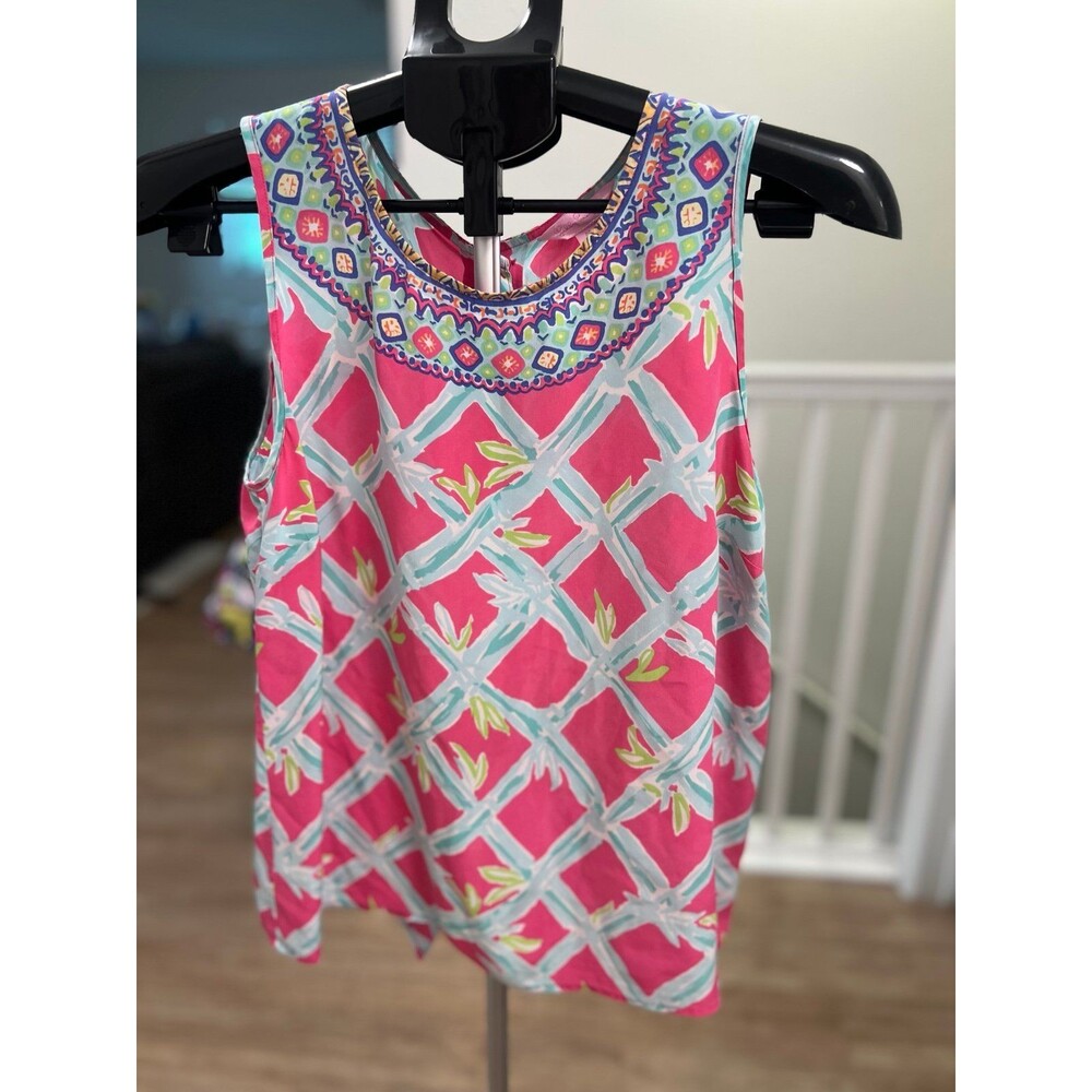 Silk Lilly Pulitzer Floral & Striped Tank Top